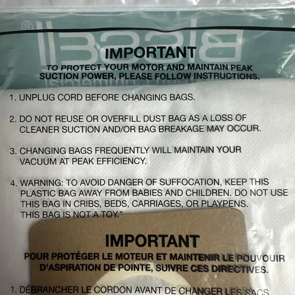 Bissell BigGreen Commercial Upright High Filtration Vacuum Filter Bags 8 Pack